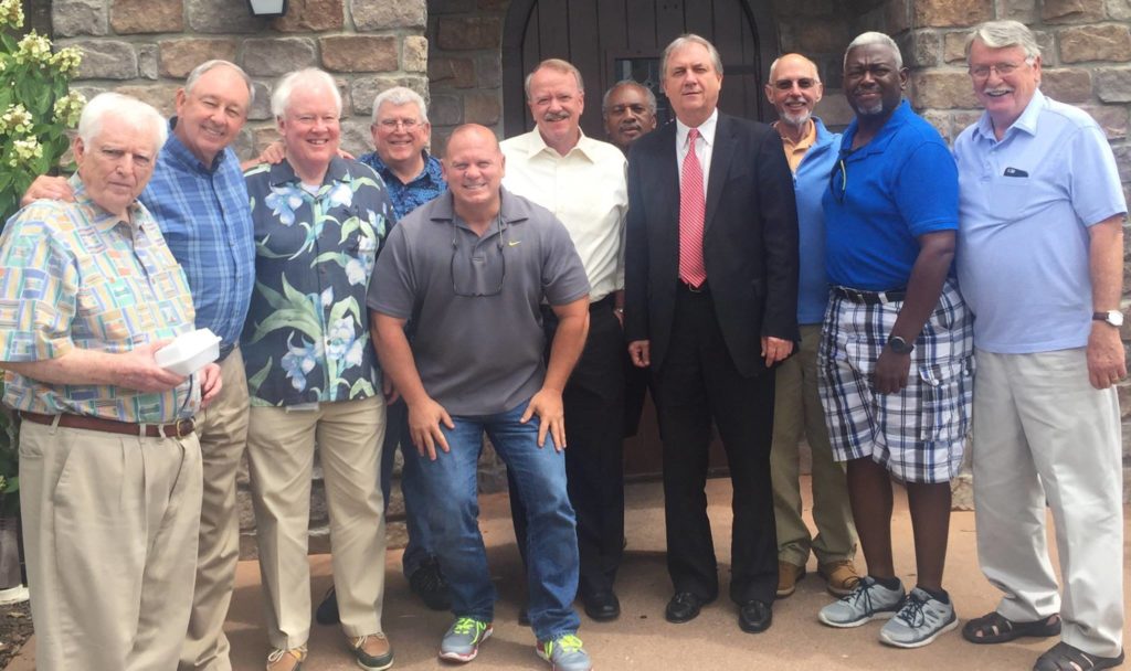 Taken in 2016 outside the Gerst Haus, a Tennessean reunion included (L-R)  Jimmy Davy, Larry Woody, Joe Biddle, John Gibson, Mike Organ, David Climer, Dwight Lewis, Mike Morrow, me, Maurice Patton and Sandy Campbell. 